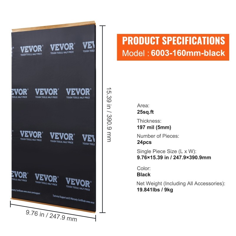 Äänieristysmatto butyylipintainen 5 mm 2,3 m² 24 kpl autoon