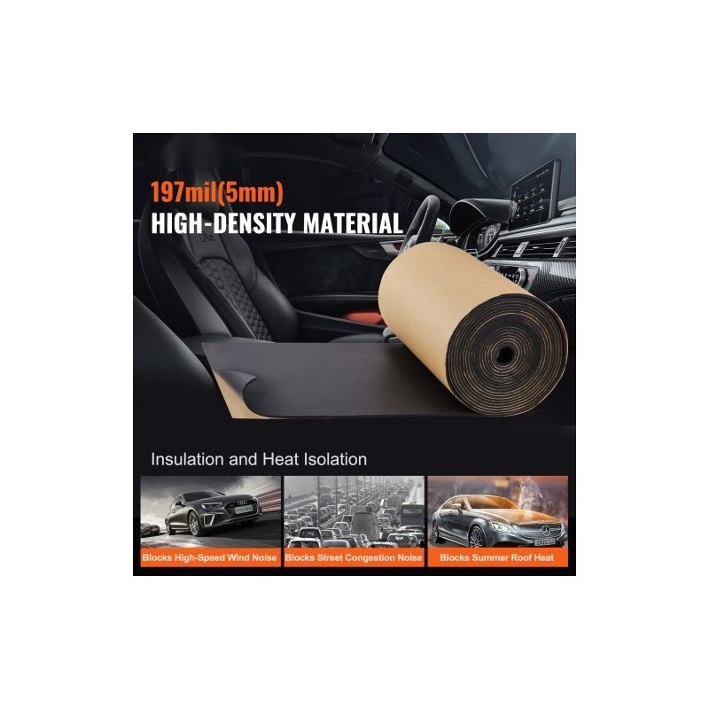 Auton äänieristysmatto 5 mm kaksikerroksinen korkeatiheyksinen 3,3 m² itsekiinnittyvä vedenpitävä