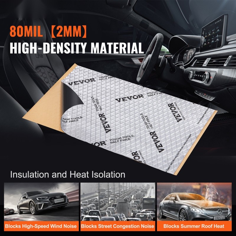 Auton butyylinen äänieristysmatto 2 mm 3,3 m² timanttikuviollinen alumiinipinta