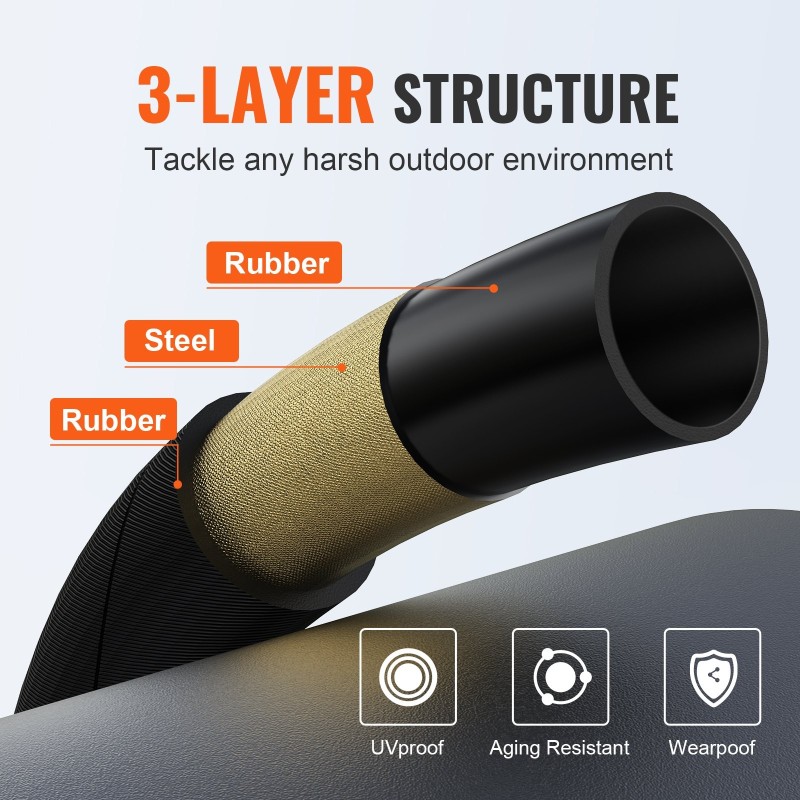 Painepesurin PVC polyesteriletku 30,5 m kiertymätön 3/8 tuuman uros 3/8 tuuman naaras