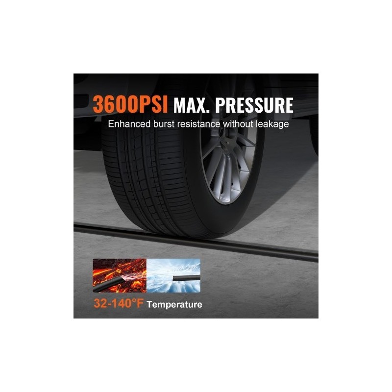 Painepesurin letku 7,6 m PVC 6,35 mm M22-14 mm messinkiliitin 3600 PSI