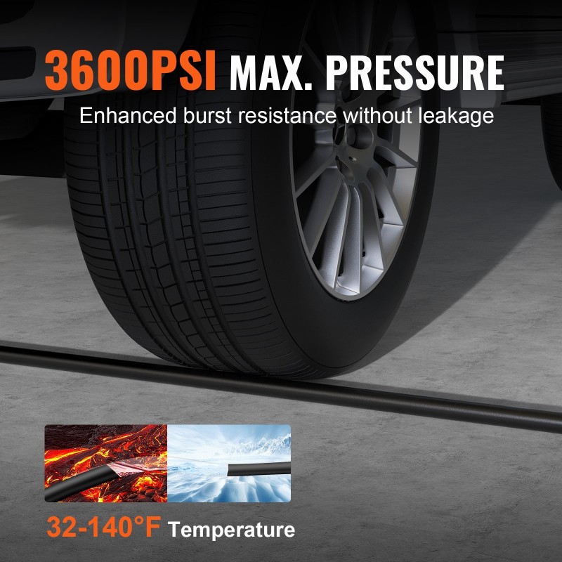 Painepesurin letku 15 m M22-14 mm messinkiliittimellä kiertymätön 3-kerroksinen 3600 PSI
