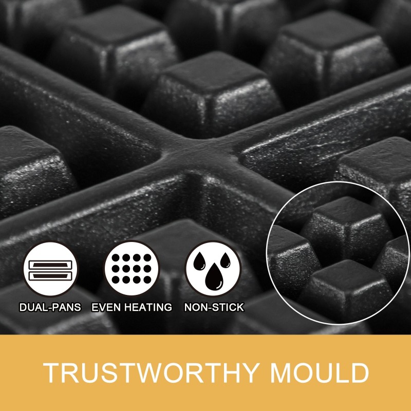 Kaupallinen pyöreä sähköinen vohvelirauta ruostumaton teräsrunko 180 asteen kääntyvä 185 mm muotti