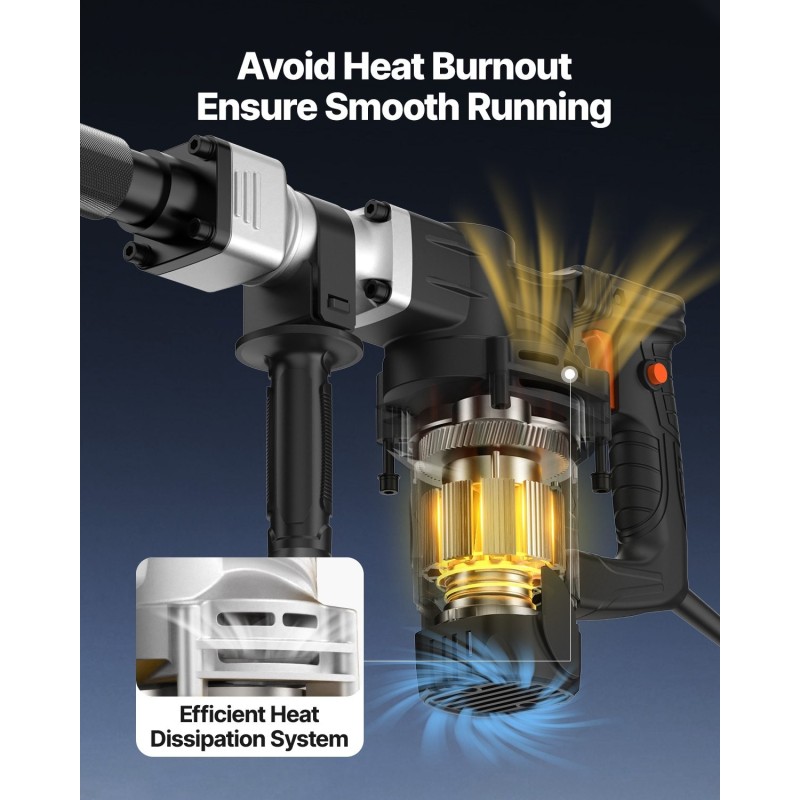 Sähköinen piikkausvasara 1400W 19J 2900 iskua minuutissa betonille ja kivelle