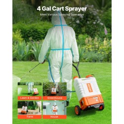 Akkukäyttöinen reppuruisku 15 l muovisäiliöllä säädettävä 0–94 PSI puutarhan ruiskutukseen