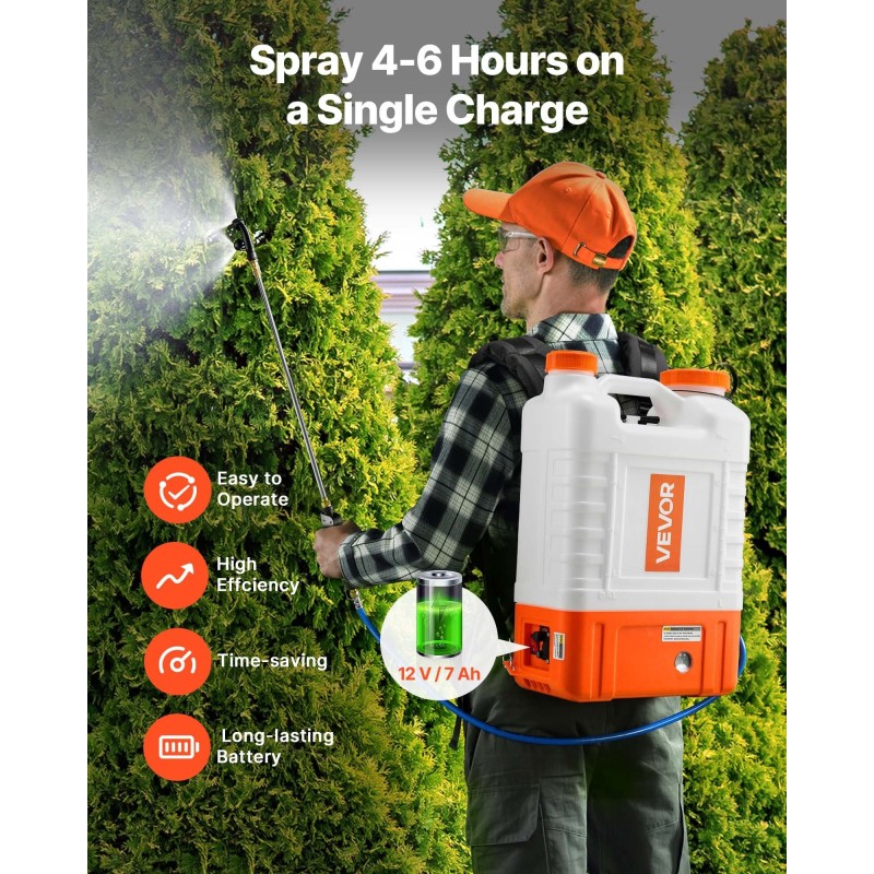 Akkukäyttöinen reppuruisku 15 l muovisäiliöllä säädettävä 0–94 PSI puutarhan ruiskutukseen