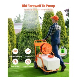 Pyörällinen 60 l polyeteeninen puutarharuisku säädettävä paine 8 suutinta 2 putkea