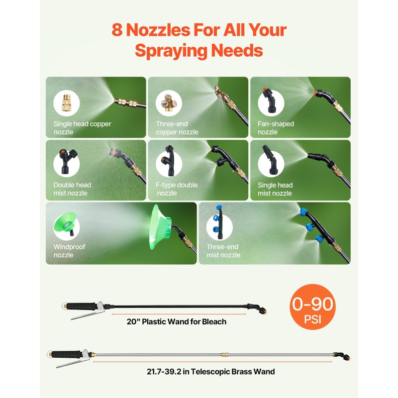 Pyörällinen 60 l polyeteeninen puutarharuisku säädettävä paine 8 suutinta 2 putkea