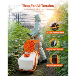 Pyörällinen 60 l polyeteeninen puutarharuisku säädettävä paine 8 suutinta 2 putkea