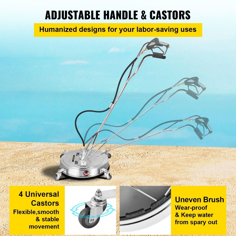 Pyörivä pintapesuri 304-ruostumattomasta teräksestä 21-tuumainen 4000 psi 3 suutinta