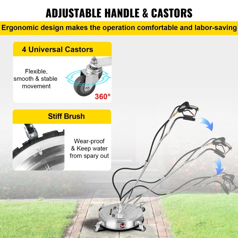 Painepesurin pintapesuri 50,8 cm 304-ruostumaton teräs 2 suutinta 3/8 tuuman pikaliittimeen