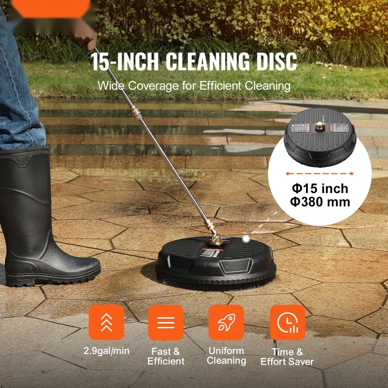 Pintapesuri painepesuriin 38,1 cm PP-muovi 4000 psi 1,6 cm pikaliitäntä 2 jatkovartta