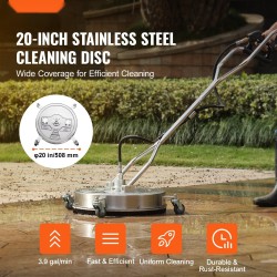 Painepesurin pintapesuri 50,8 senttimetriä ruostumaton teräs maksimipaine 4500 pyörillä ja kädensijoilla