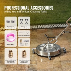 Painepesurin pintapesuri 50,8 senttimetriä ruostumaton teräs maksimipaine 4500 pyörillä ja kädensijoilla