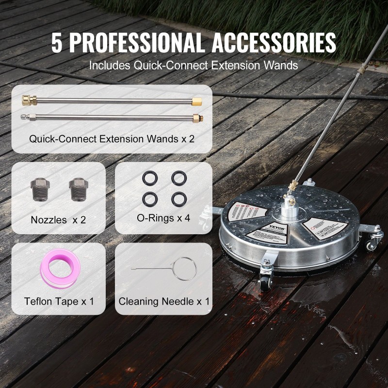 Painepesurin pintapesuri ruostumatonta terästä kahdeksantoista tuumaa pyörillä