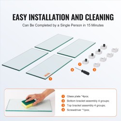 Tulipöydän tuulensuoja neliö karkaistu lasi 8 mm 493x493x191 mm