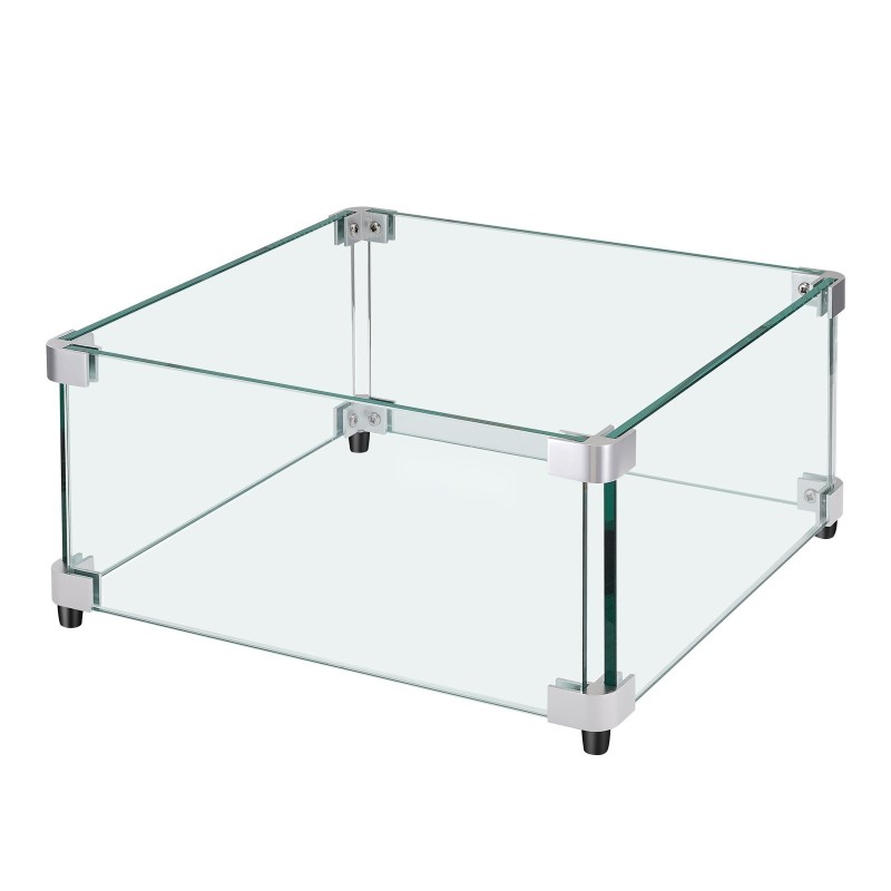 Tulipöydän tuulensuoja neliö karkaistu lasi 8 mm 493x493x191 mm