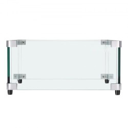 Neliömallinen lasinen tuulensuoja tulipöydälle karkaistu 8 mm 543x543x191 mm alumiinikiinnikkeillä