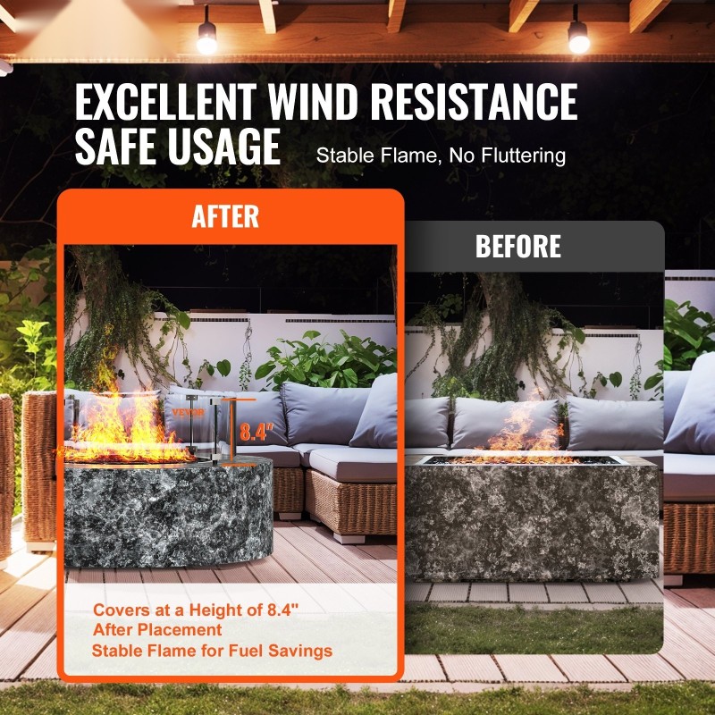 Tulisijan tuulensuoja karkaistusta lasista 6 mm alumiinikehyksellä Ø740×214 mm