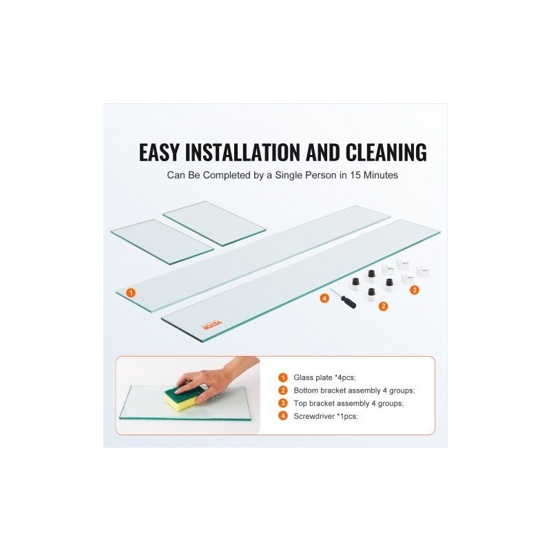 Tuulensuoja tulipöydälle karkaistua lasia 8 mm mitat 748×340×165 mm alumiinikulmat kumijalat