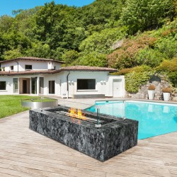 Tuulensuoja tulipöydälle 8 mm karkaistu lasi 924x417x191 mm alumiiniset kulmapalat