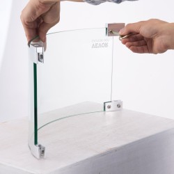 Tulisijan tuulensuoja pyöreä karkaistu lasi alumiinirunko halkaisija 435 mm paksuus 6 mm