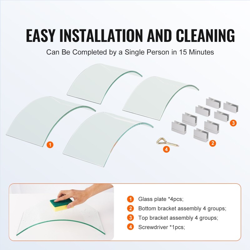 Tulisijan tuulensuoja pyöreä karkaistu lasi alumiinirunko halkaisija 435 mm paksuus 6 mm