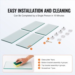 Lasinen tuulensuoja neliönmuotoiselle tulipöydälle 8 mm paksua karkaistua lasia 380×380×180 mm alumiinikulmilla