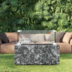 Lasinen tuulensuoja neliönmuotoiselle tulipöydälle 8 mm paksua karkaistua lasia 380×380×180 mm alumiinikulmilla