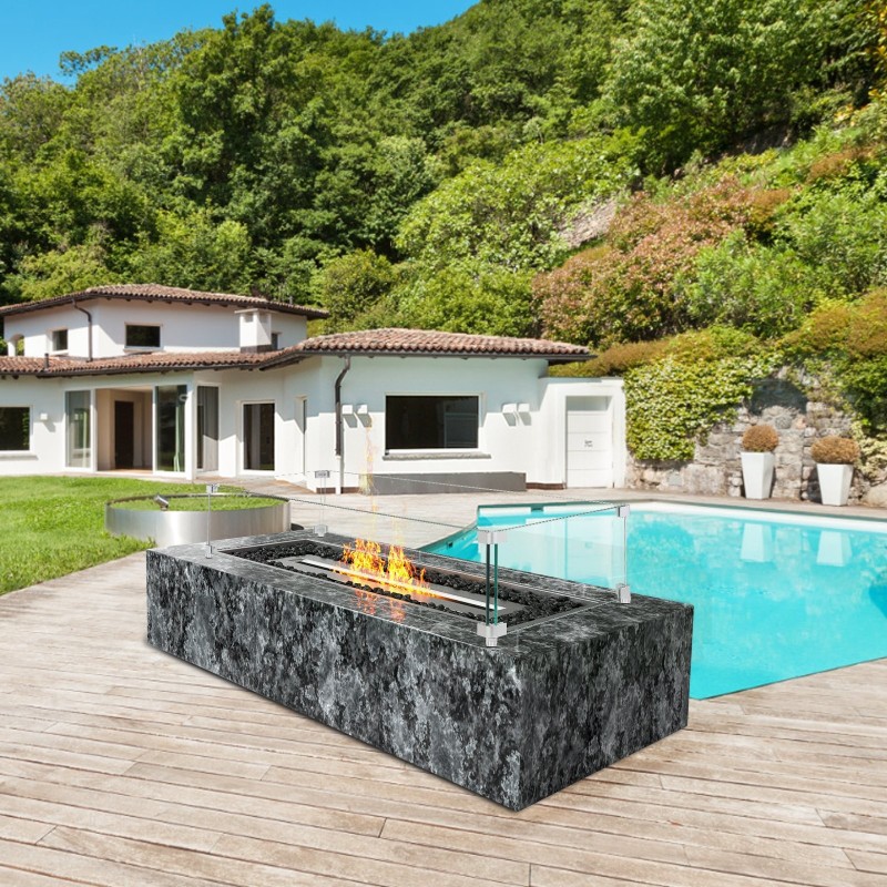 Tuulisuoja karkaistusta lasista 8 mm paksu 748x340x165 mm neliötulipöydälle