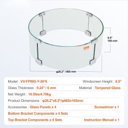 Tuulisuoja karkaistusta lasista 66 x 15,2 cm 4 lasipaneelia alumiinikiinnikkeillä ulkotulisijalle