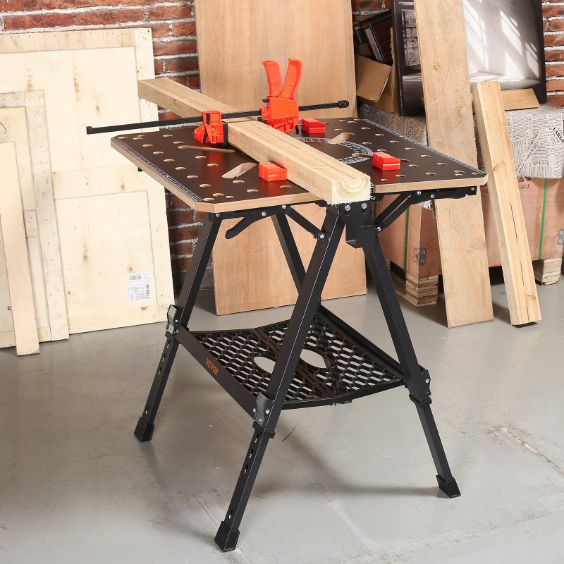 Taitettava säädettävä työpöytä ja sahatukki MDF-kansi 70x65 cm 454 kg kantavuus