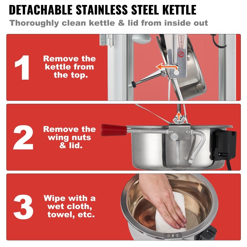 Pöytämallinen popcorn-kone 850 wattia 8 unssin kattila 48 kupillista karkaistu lasi punainen