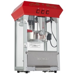 Pöytämallinen popcorn-kone 850 wattia 8 unssin kattila 48 kupillista karkaistu lasi punainen