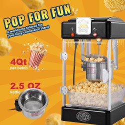 Pöytämallinen popcorn-kone 300 wattia 2,5 unssin kattila musta sisävalolla