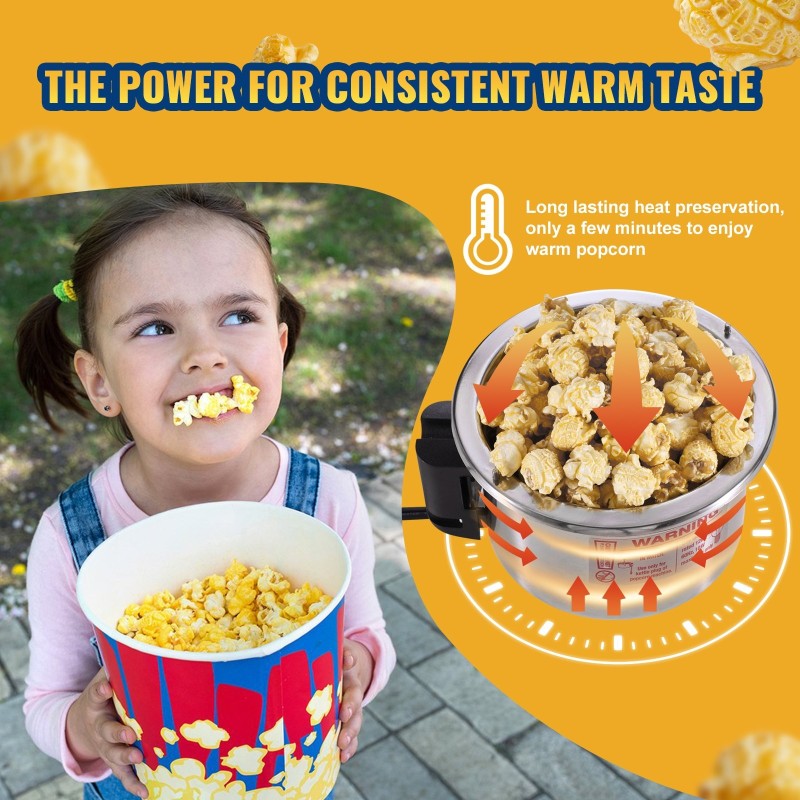Pöytämallinen popcorn-kone 300 wattia 2,5 unssin kattila musta sisävalolla