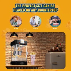 Pöytämallinen popcorn-kone 300 wattia 2,5 unssin kattila musta sisävalolla