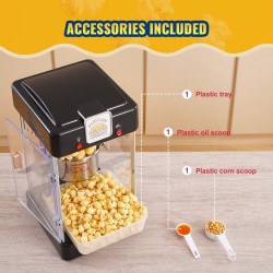 Pöytämallinen popcorn-kone 300 wattia 2,5 unssin kattila musta sisävalolla