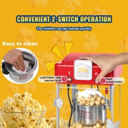 Popcorn-kone pöytämalli 300W 2,5 unssin kattila punainen polypropeeniovi kaksi kauhaa tarjotin