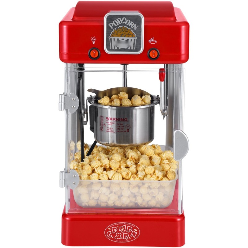 Popcorn-kone pöytämalli 300W 2,5 unssin kattila punainen polypropeeniovi kaksi kauhaa tarjotin