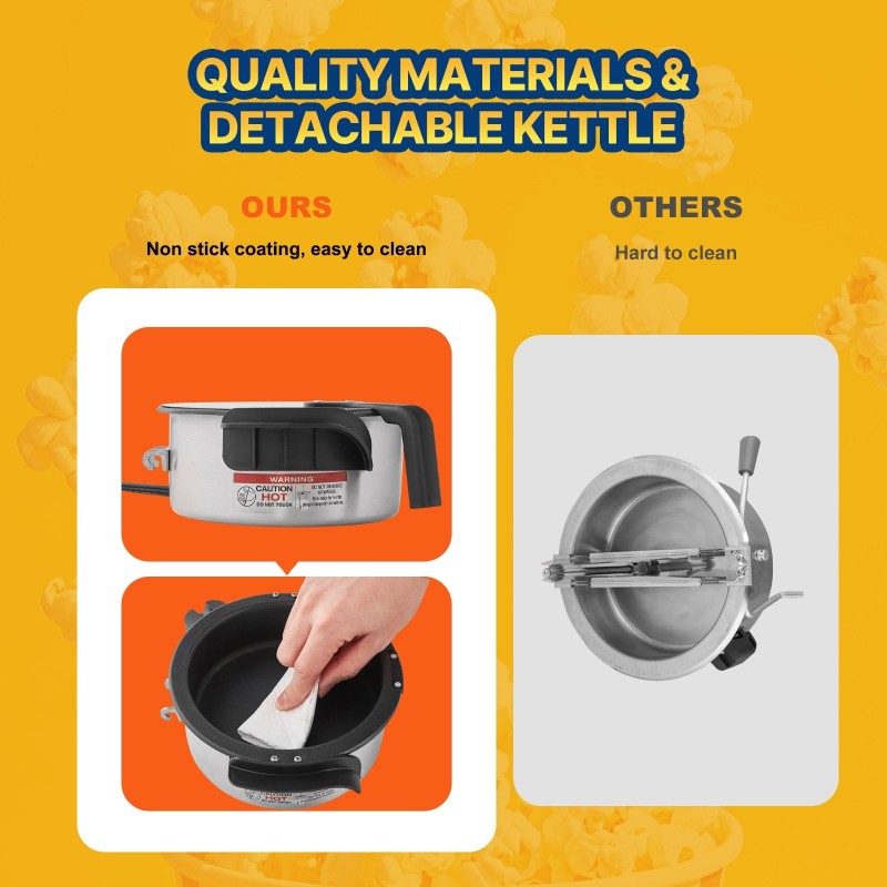 Pöytämallinen popcorn-laite 480 wattia 0,12 litran kattila 5,7 litran erä musta