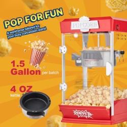 Popcorn-kone pöytämalli 480W 4 unssin kattila 1,5 gallonaa erässä punainen