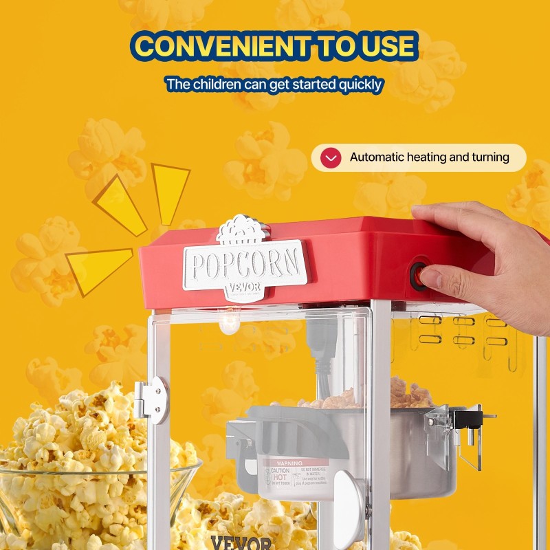 Popcorn-kone pöytämalli 480W 4 unssin kattila 1,5 gallonaa erässä punainen