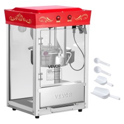 Pöytämallinen popcorn-kone 304 ruostumaton teräs 0,2 kg kattila 800W 48 kupillista