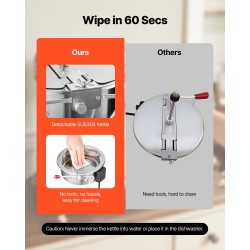 Popcorn-kone 304-ruostumaton teräs 0,2 kg kattila 800 W 48 kupillista erää kohti