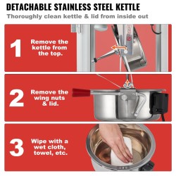 Popcornkone kärryllä 850 wattia 8 unssin kattila 48 kupin erä musta