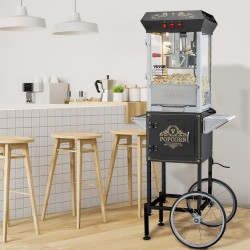 Popcornkone kärryllä 850 wattia 8 unssin kattila 48 kupin erä musta