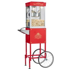Popcorn kone kärryllä 304 ruostumaton teräskattila 0 2 kg 800 W 48 kupillista