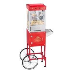 Popcorn-kone kärryllä 304-ruostumaton teräskattila 0,2 kg 800 W 48 kupillista