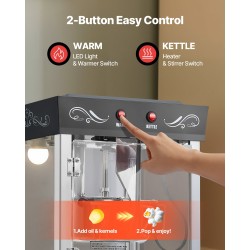 Popcorn-kone kärryllä 0,2 kg ruostumaton teräskattila 48 kuppia per erä